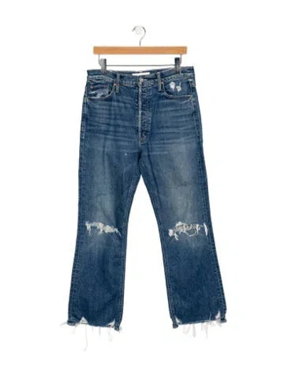 Pre-owned Mother High-rise Wide Leg Jeans In Blue