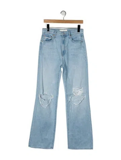 Pre-owned Mother High-rise Wide Leg Jeans In Blue