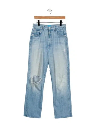 Pre-owned Mother High-rise Wide Leg Jeans In Blue