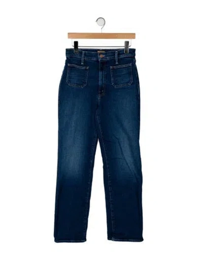Pre-owned Mother High-rise Wide Leg Jeans In Blue