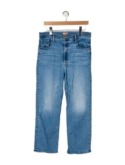 Pre-owned Mother High-rise Wide Leg Jeans In Blue