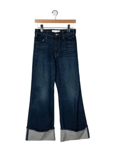 Pre-owned Mother High-rise Wide Leg Jeans In Blue