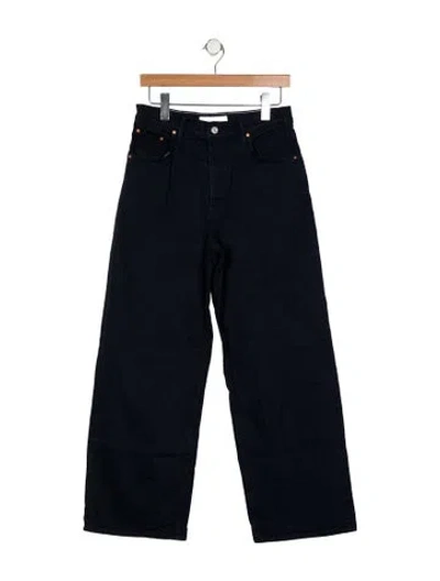 Pre-owned Mother High-rise Wide Leg Jeans In Blue