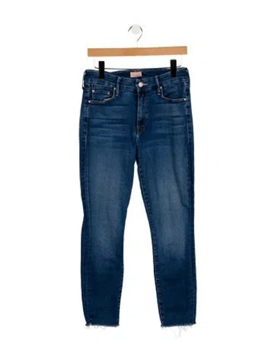 Pre-owned Mother High-rise Wide Leg Jeans In Blue