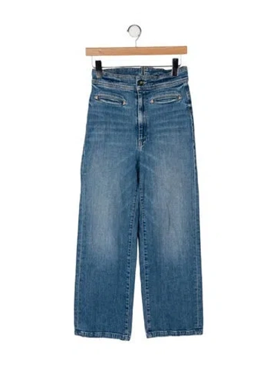 Pre-owned Mother High-rise Wide Leg Jeans In Blue