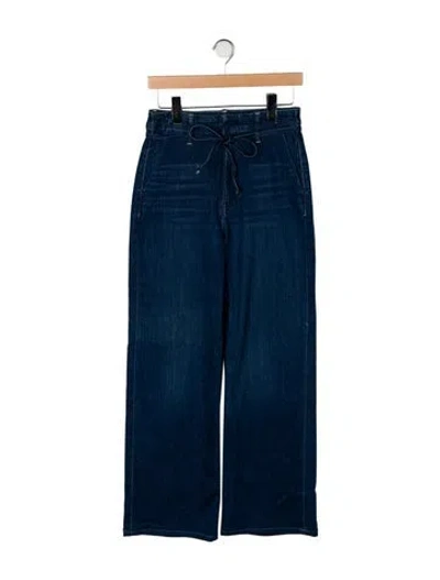 Pre-owned Mother High-rise Wide Leg Jeans In Blue