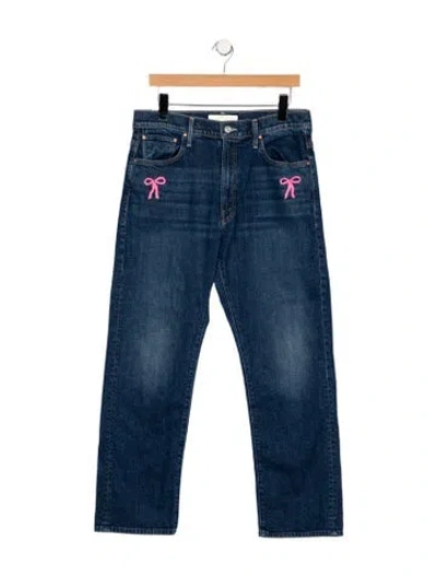 Pre-owned Mother High-rise Wide Leg Jeans In Blue