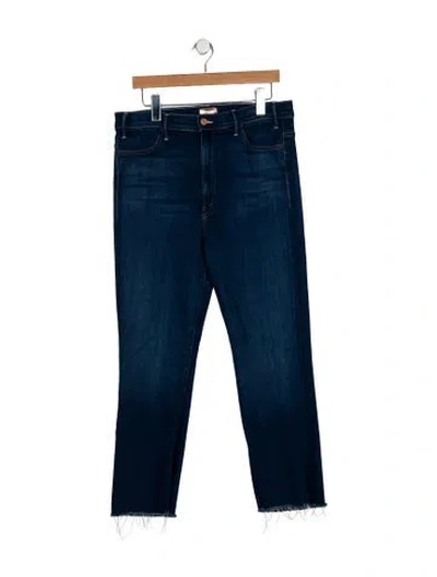 Pre-owned Mother High-rise Wide Leg Jeans In Blue