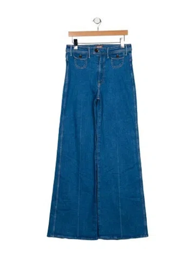 Pre-owned Mother High-rise Wide Leg Jeans In Blue