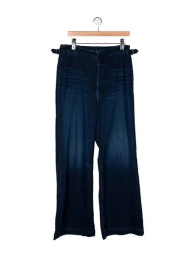 Pre-owned Mother High-rise Wide Leg Jeans In Blue