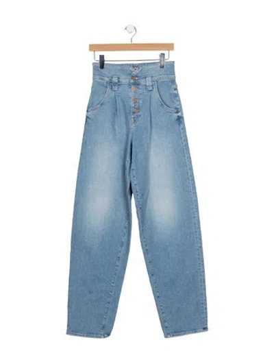 Pre-owned Mother High-rise Wide Leg Jeans In Blue