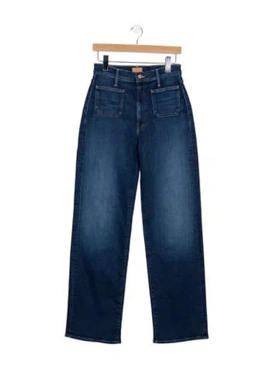 Pre-owned Mother High-rise Wide Leg Jeans In Blue