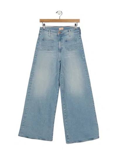 Pre-owned Mother High-rise Wide Leg Jeans In Blue