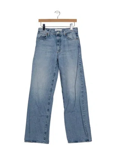 Pre-owned Mother High-rise Wide Leg Jeans In Blue