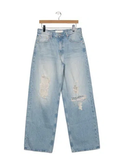 Pre-owned Mother High-rise Wide Leg Jeans In Blue