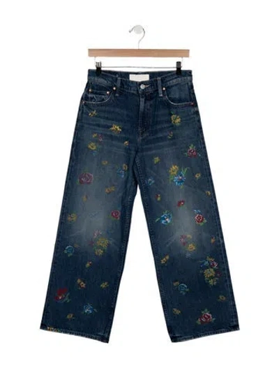 Pre-owned Mother High-rise Wide Leg Jeans In Blue