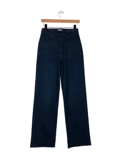 Pre-owned Mother High-rise Wide Leg Jeans In Blue