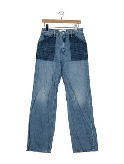 Pre-owned Mother High-rise Wide Leg Jeans In Blue
