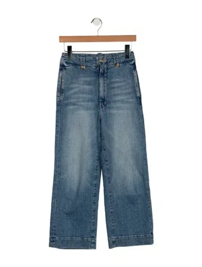 Pre-owned Mother High-rise Wide Leg Jeans In Blue
