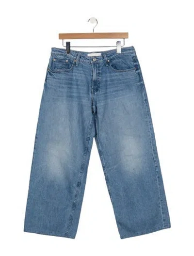 Pre-owned Mother High-rise Wide Leg Jeans In Blue