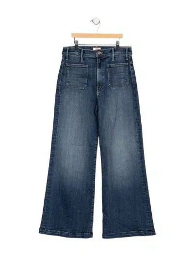 Pre-owned Mother High-rise Wide Leg Jeans In Blue