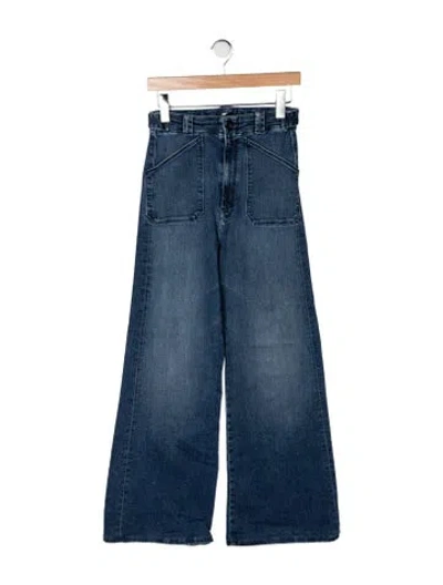 Pre-owned Mother High-rise Wide Leg Jeans In Blue
