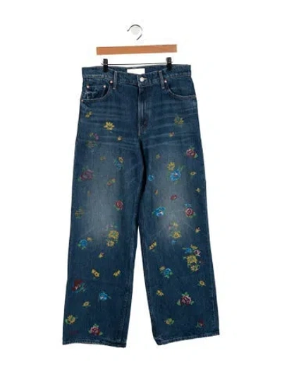 Pre-owned Mother High-rise Wide Leg Jeans In Blue