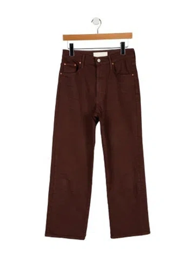 Pre-owned Mother High-rise Wide Leg Jeans In Brown