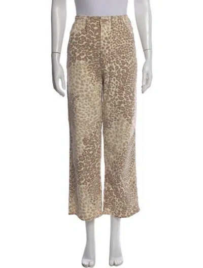 Pre-owned Mother High-rise Wide Leg Jeans In Neutral