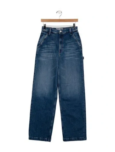Pre-owned Mother High-rise Wide Leg Jeans W/ Tags In Blue