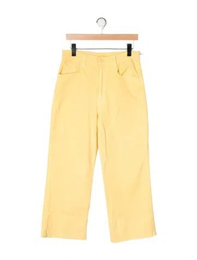Pre-owned Mother High-rise Wide Leg Jeans W/ Tags In Yellow