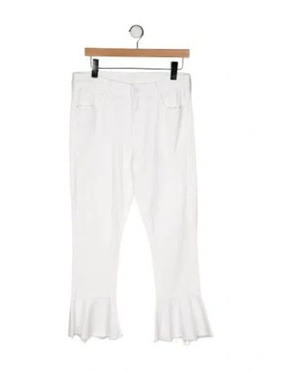 Pre-owned Mother High-rise Wide Leg Jeans In White