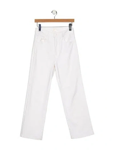Pre-owned Mother High-rise Wide Leg Jeans In White