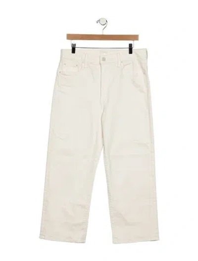 Pre-owned Mother High-rise Wide Leg Jeans In White