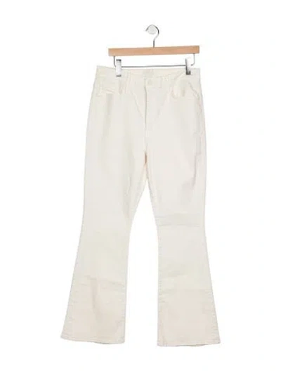 Pre-owned Mother High-rise Wide Leg Jeans In White