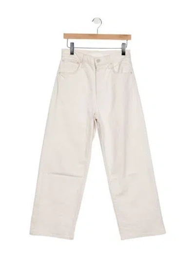 Pre-owned Mother High-rise Wide Leg Jeans In White