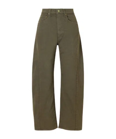 Mother The Half Pipe Flood High-rise Wide-leg Jeans In Green