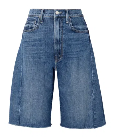 Mother Highwaist Denim Bermuda Shorts In Blue