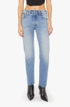 Mother Hiker Hover Mid Rise Slim Straight Leg Jeans In Blue