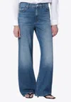 Mother Jeans The Rerun Zip Sneak With Belt Loops And Logo Embroidery On The Back In Blue Denim For Women In Blue
