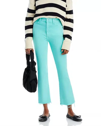 Mother Hustler Ankle Fray Flare Leg Jeans In Cascade In Blue