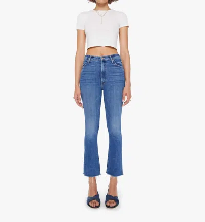 Mother Hustler Ankle Fray Jean In Grasping At Straws In Blue