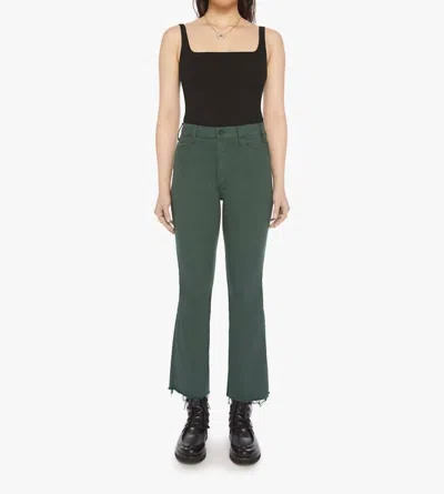 Mother Hustler Ankle Fray Jeans In Black Forest In Green
