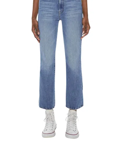 Mother Hustler Ankle Fray Mini Boot High Rise Jean In Mid-blue Wash In Multi