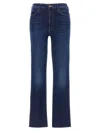 Mother Womens Did You Bring Me Anythin The Bookie Heel Straight-leg High-rise Denim Jeans In Blue