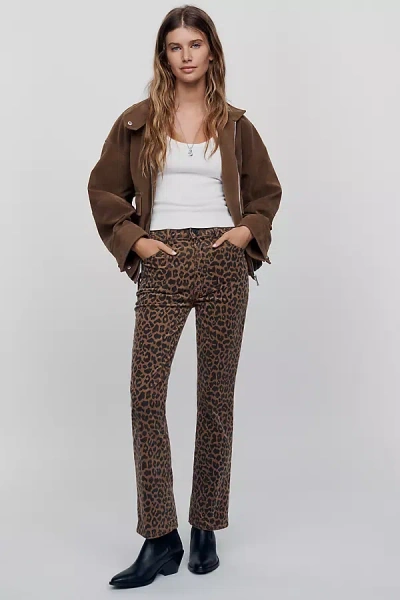 Mother The Hustler Flood Leopard-print Cotton-blend Corduroy High-rise Flared Pants In Animal Print