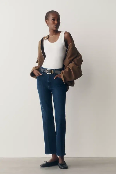 Mother Hustler High Rise Crop Flare Jeans In Blue