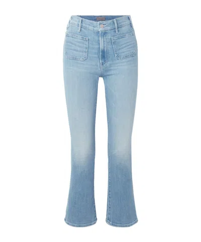 Mother Hustler High-waisted Flared Jeans With Patch Pockets In Blue