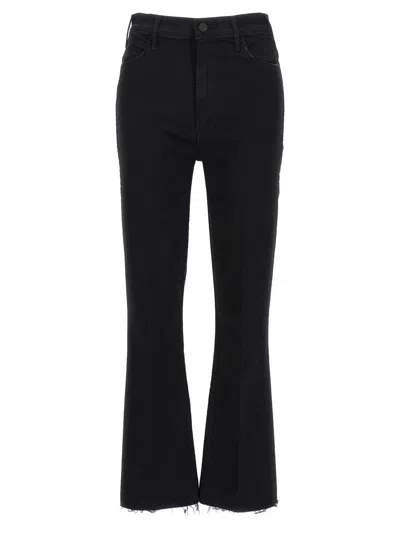 Mother Hustler Frayed Ankle Boot-cut Jeans In Black