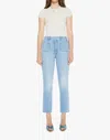 Mother Hustler Patch Pocket Ankle Flare Jeans In Tune In Tune Out In Blue